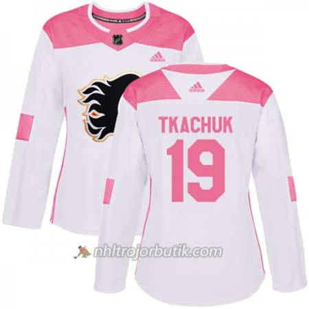 Dame Ishockey Calgary Flames Tröja Matthew Tkachuk 19 Adidas 2017-2018 Vit Rosa Fashion Authentic
